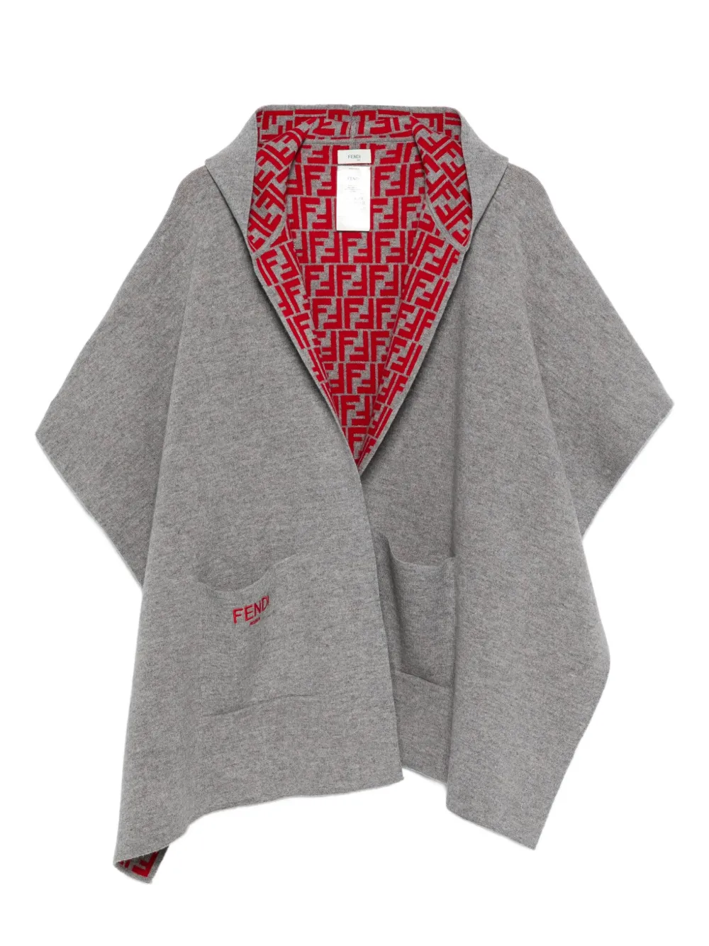 

Кейп с капюшоном и узором FF FENDI KIDS, серый