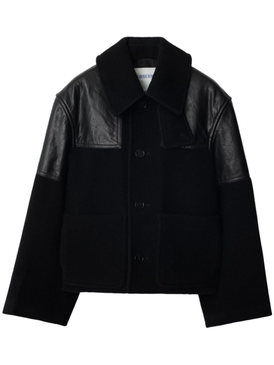 

Burberry куртка из кожи и шерсти со вставками, черный