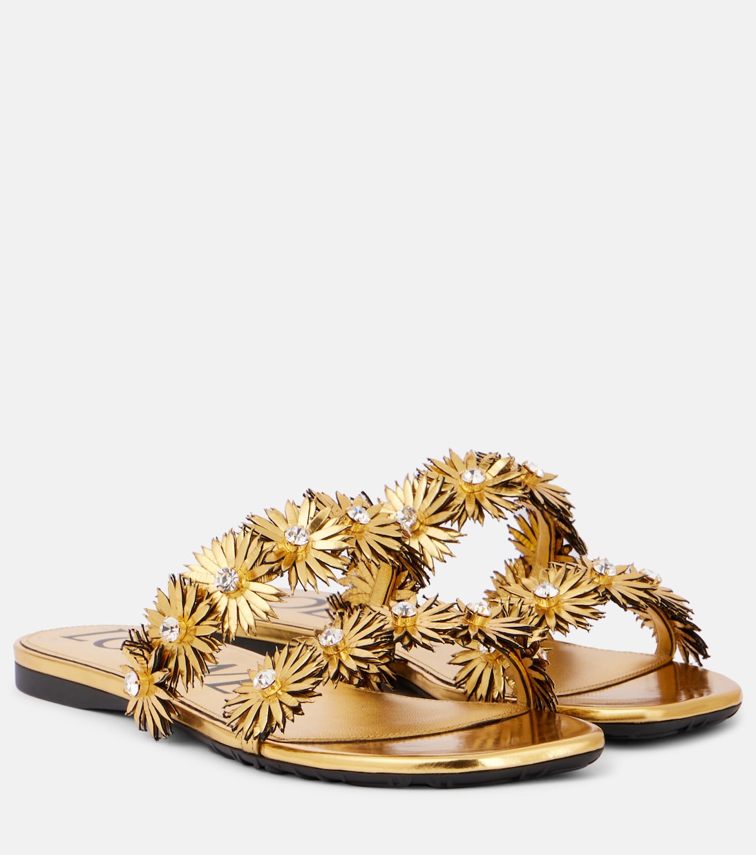 Босоножки Petal Flower из металлизированной кожи Loewe, золотой