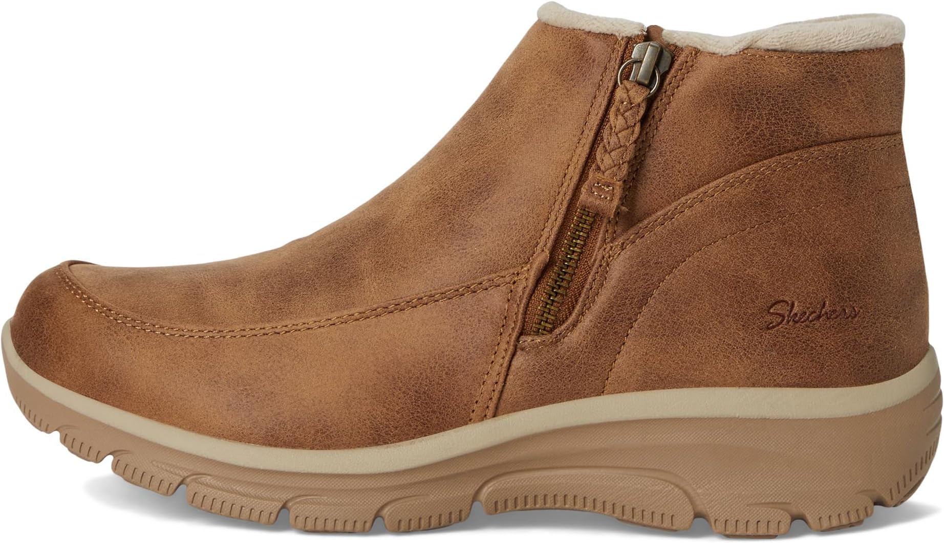Ботинки женские SKECHERS Easy Going из гладкой веганской кожи, каштановый — фото 4