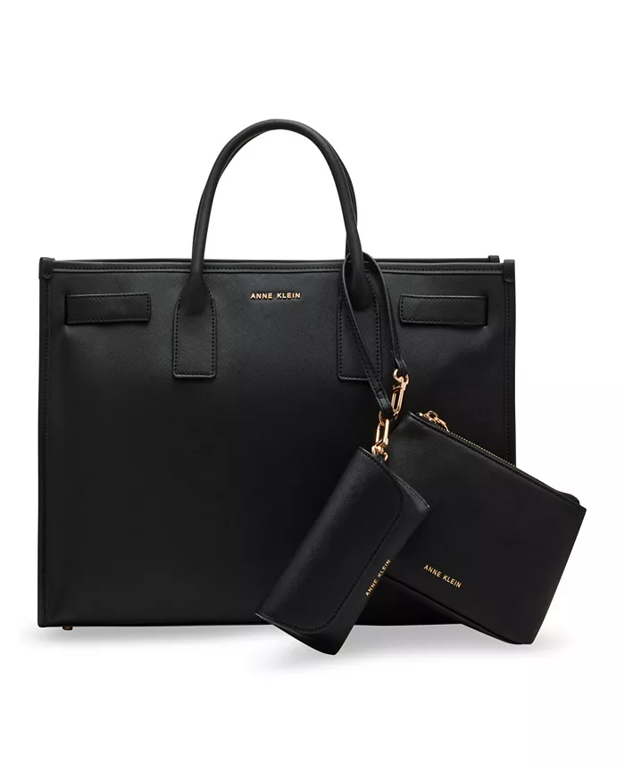 

3-секционная сумка-тоут с застежкой Work Bridge Snap Anne Klein, черный