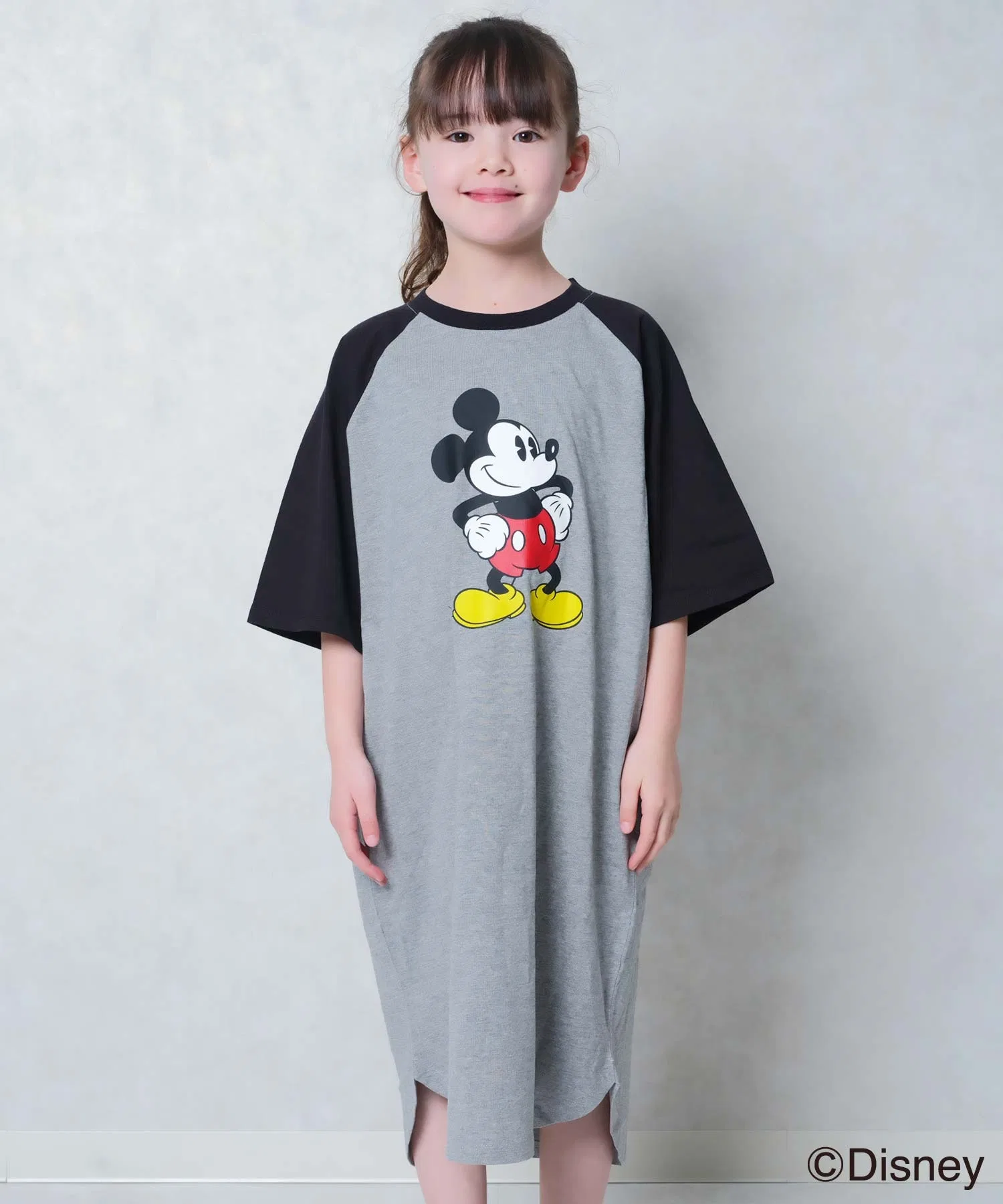 Детское хлопковое платье с принтом Микки Мауса Disney серое