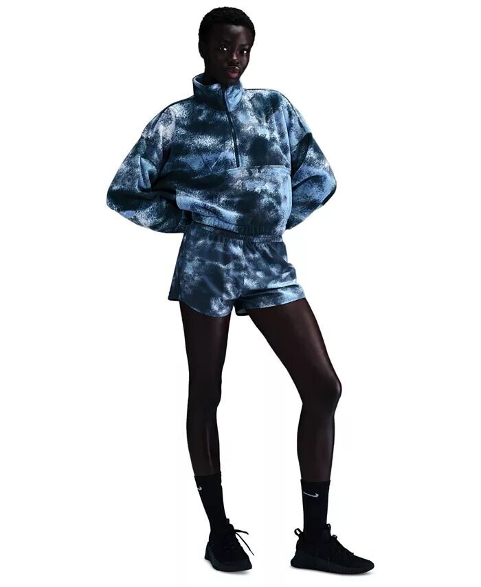 

Женский флисовый топ Therma-FIT свободного покроя с застежкой-молнией на 1/2 дюйма с принтом Nike, синий