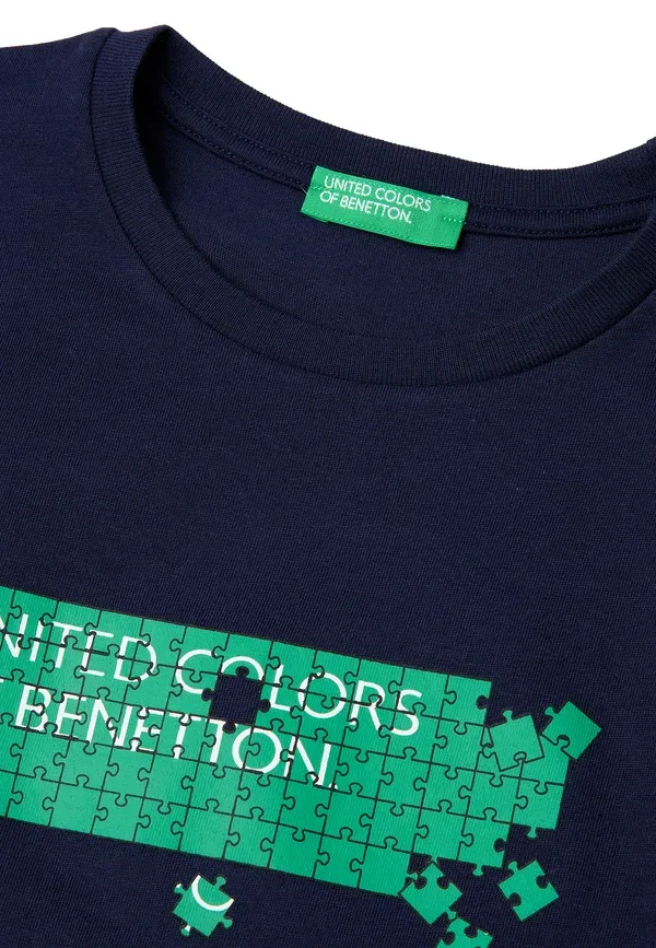 Футболка с принтом United Colors Of Benetton, синяя — фото 3