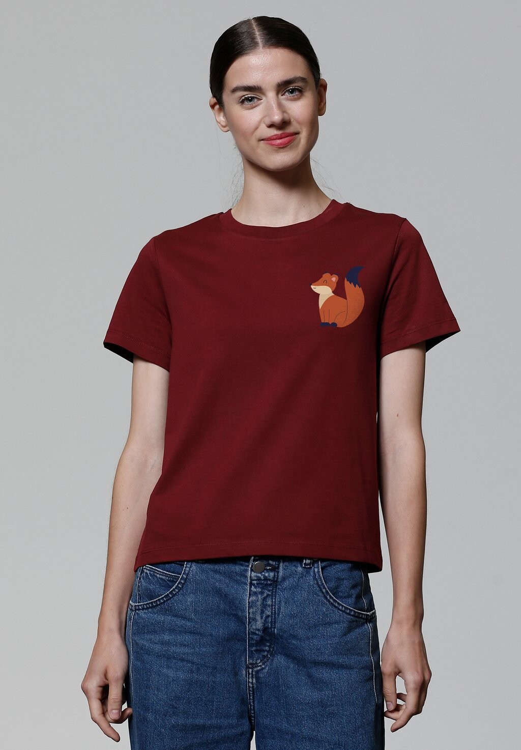 

Футболка с принтом CUTE FOX watapparel, темно-красный