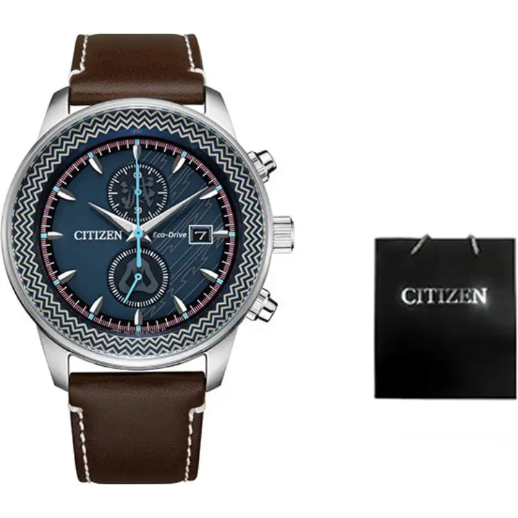 

CITIZEN Часы Demon Slayer Kimetsu No Yaiba Series Light Powered Quartz Movement Genuine Leather Strap Watch Unisex Blue Dial