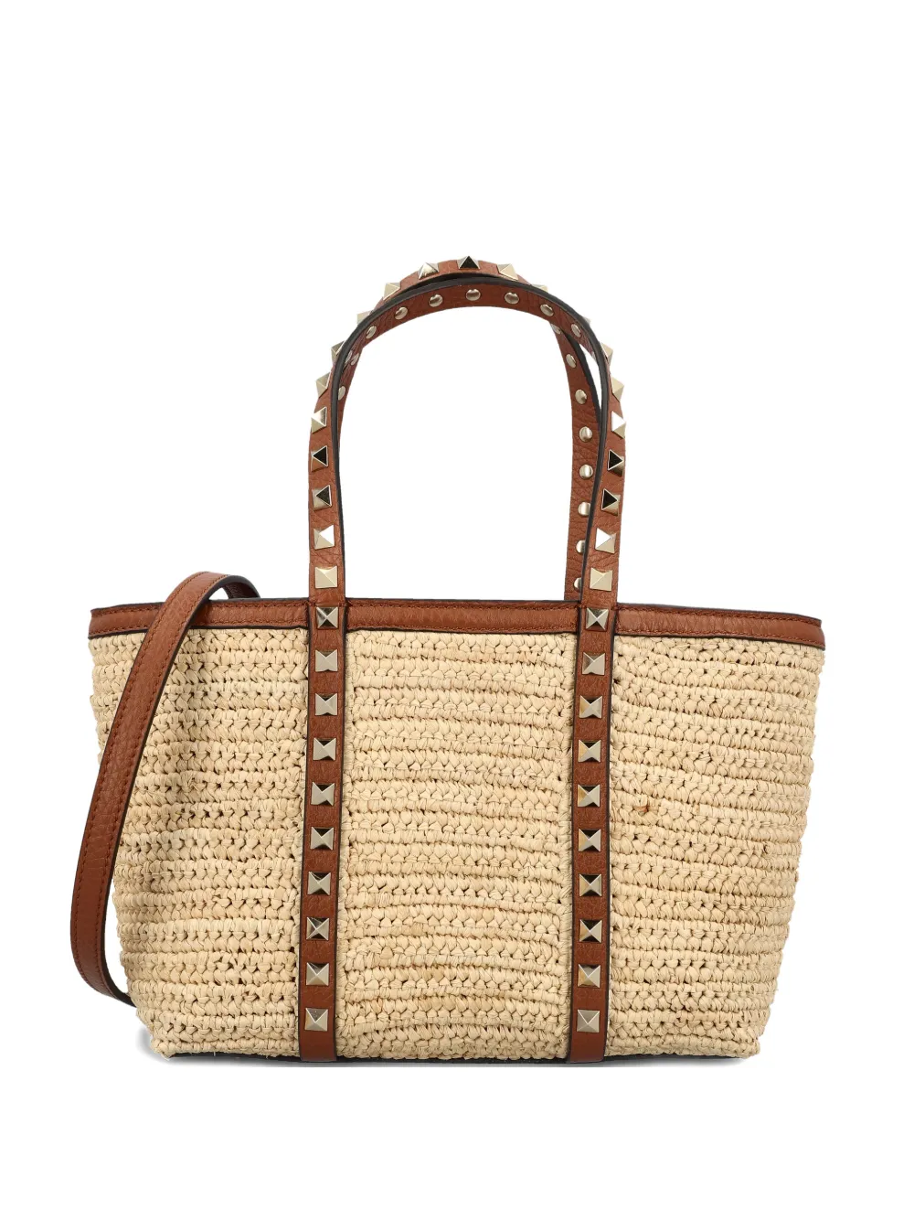 

Сумка на плечо с ручкой и заклепками Valentino Garavani, бежевый