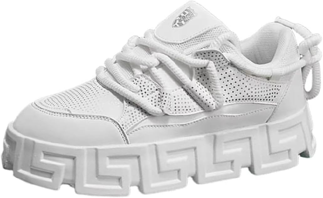 

Мужская спортивная обувь, дышащая, однотонный цвет, толстая подошва, увеличение высоты повседневной обуви, беговые кроссовки, спортзаловые кроссовки Lexamen, белый