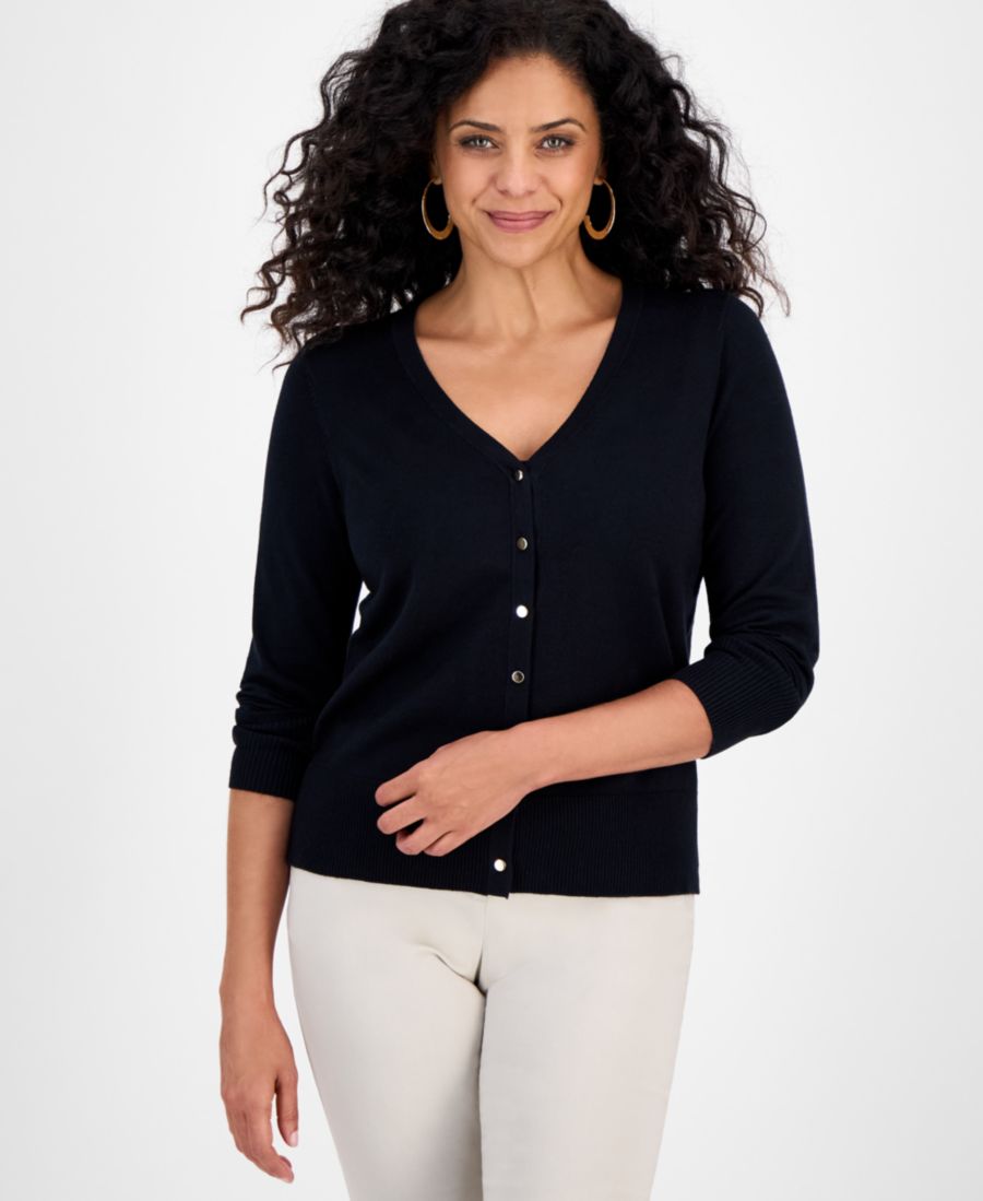 

Свитер с длинными рукавами Petite Fran, эксклюзивно представлен в Macy's JM Collection, Deep Black