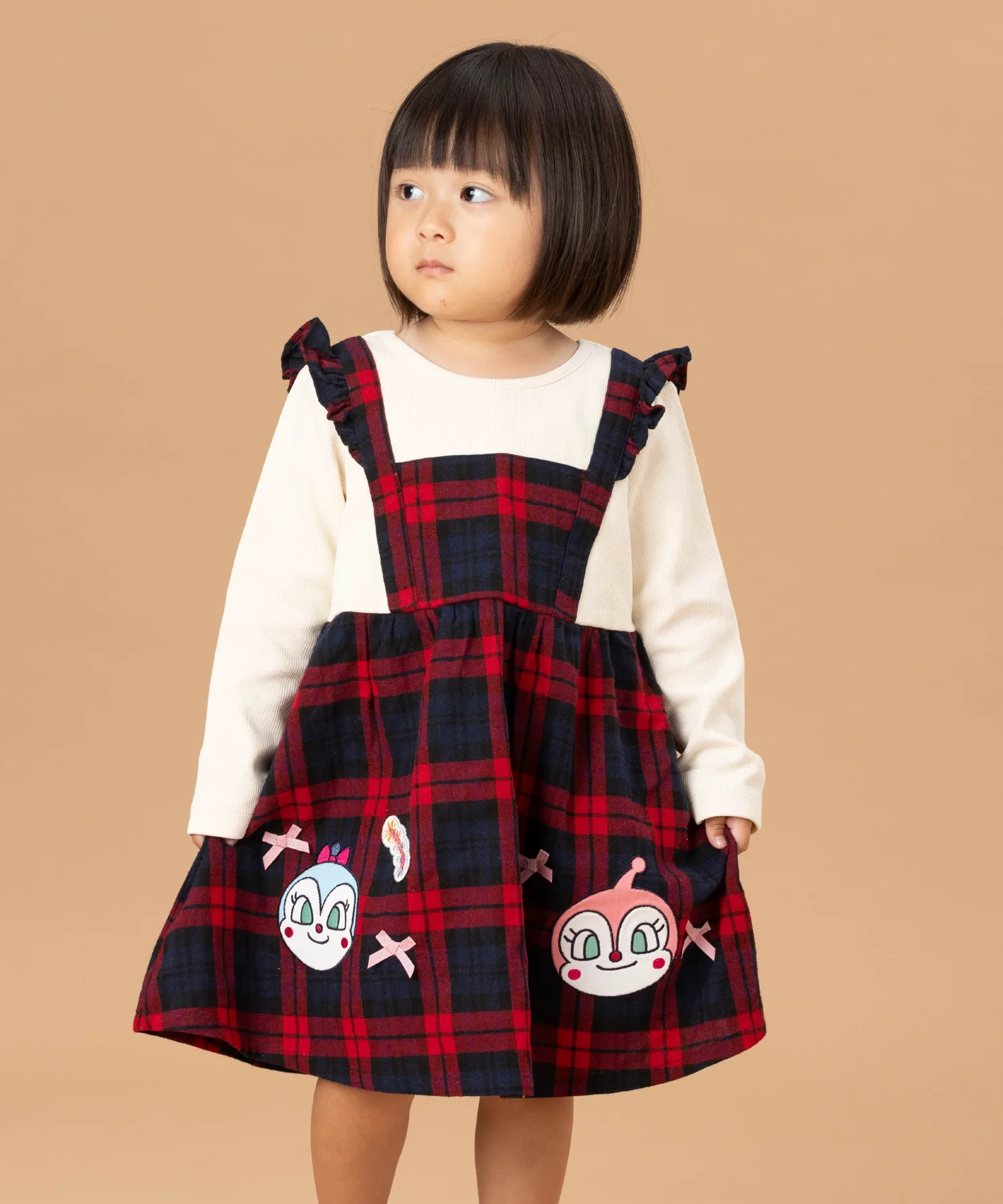 Детская коллекция ANPANMAN/(K) Платье для стыковки Докин-чан Кокин-чан Anpanman Kids Collection, Red