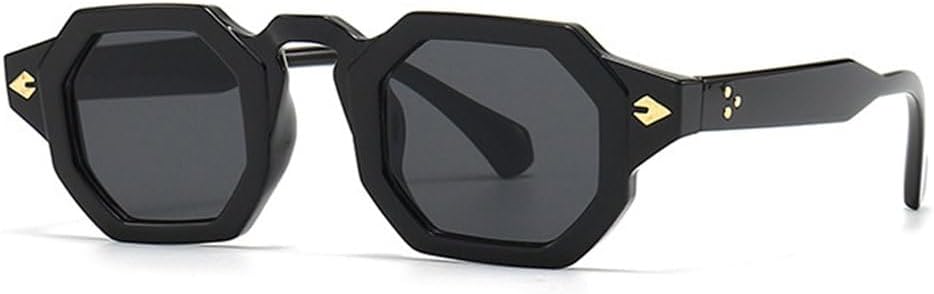 

Ретро-солнцезащитные очки Polygon для женщин с заклепками, градиентные линзы, защита от УФ-излучения UV400; мужские солнцезащитные очки в стиле панк TYUVIVO, Black Gray