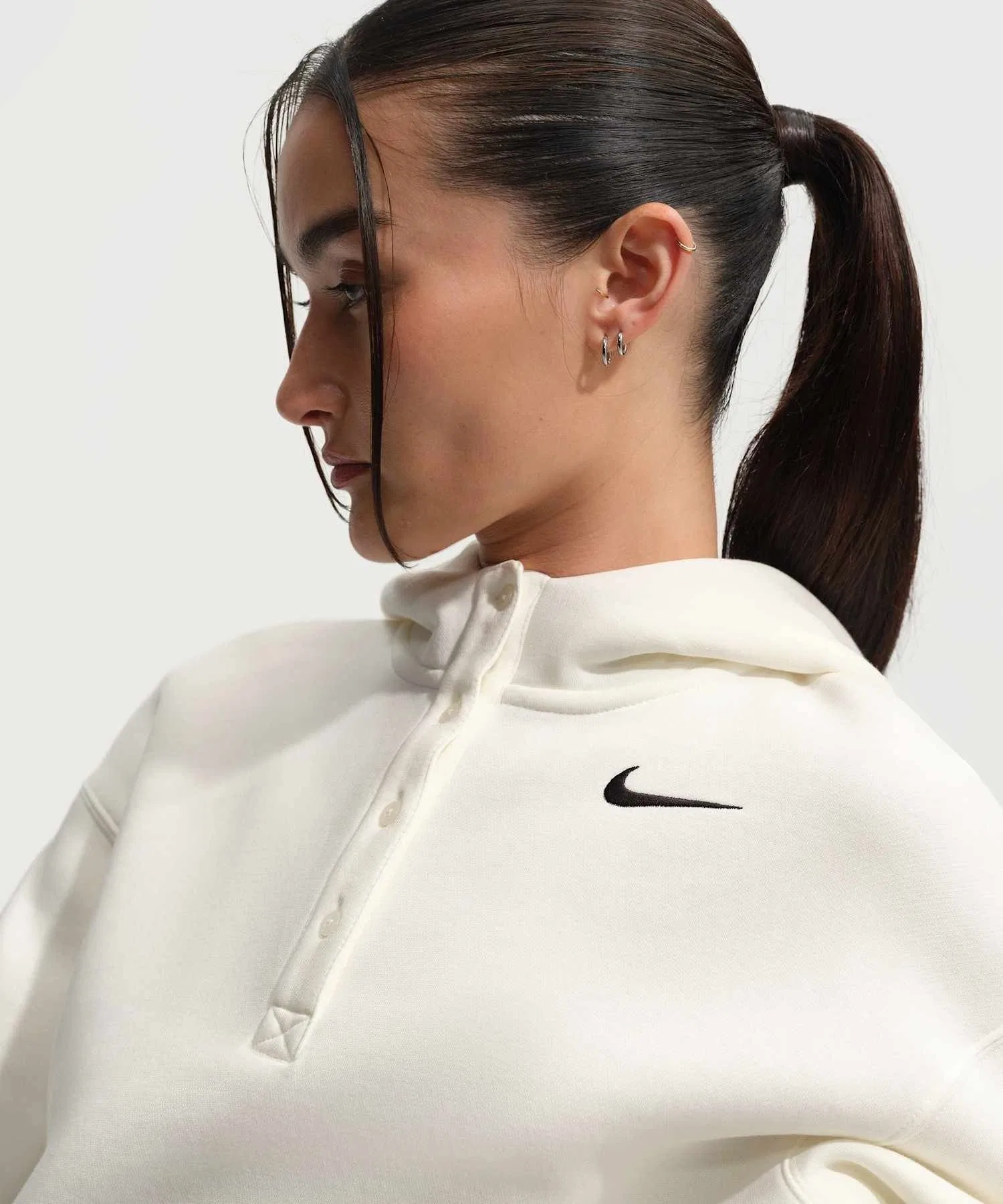 Женская укороченная толстовка Nike Phoenix Fleece Oversized IF0259-133 Sail — фото 4