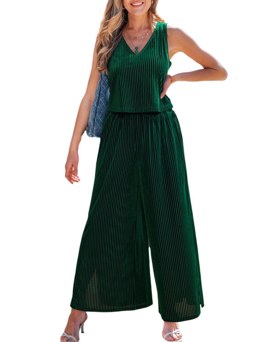 

Женский плиссированный бархатный комбинезон без рукавов Cupshe, Dark green