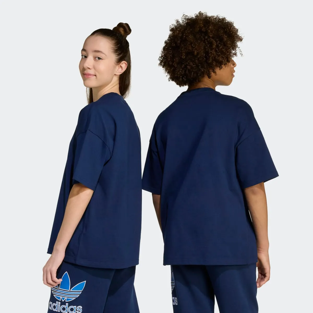 Детская оверсайз-футболка Trefoil от Originals adidas, темно-синий — фото 2