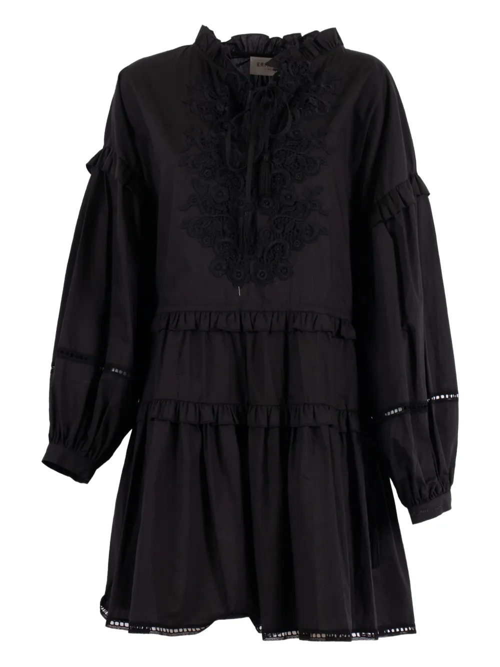 

Платье с вышитыми воланами Ermanno Scervino, черный