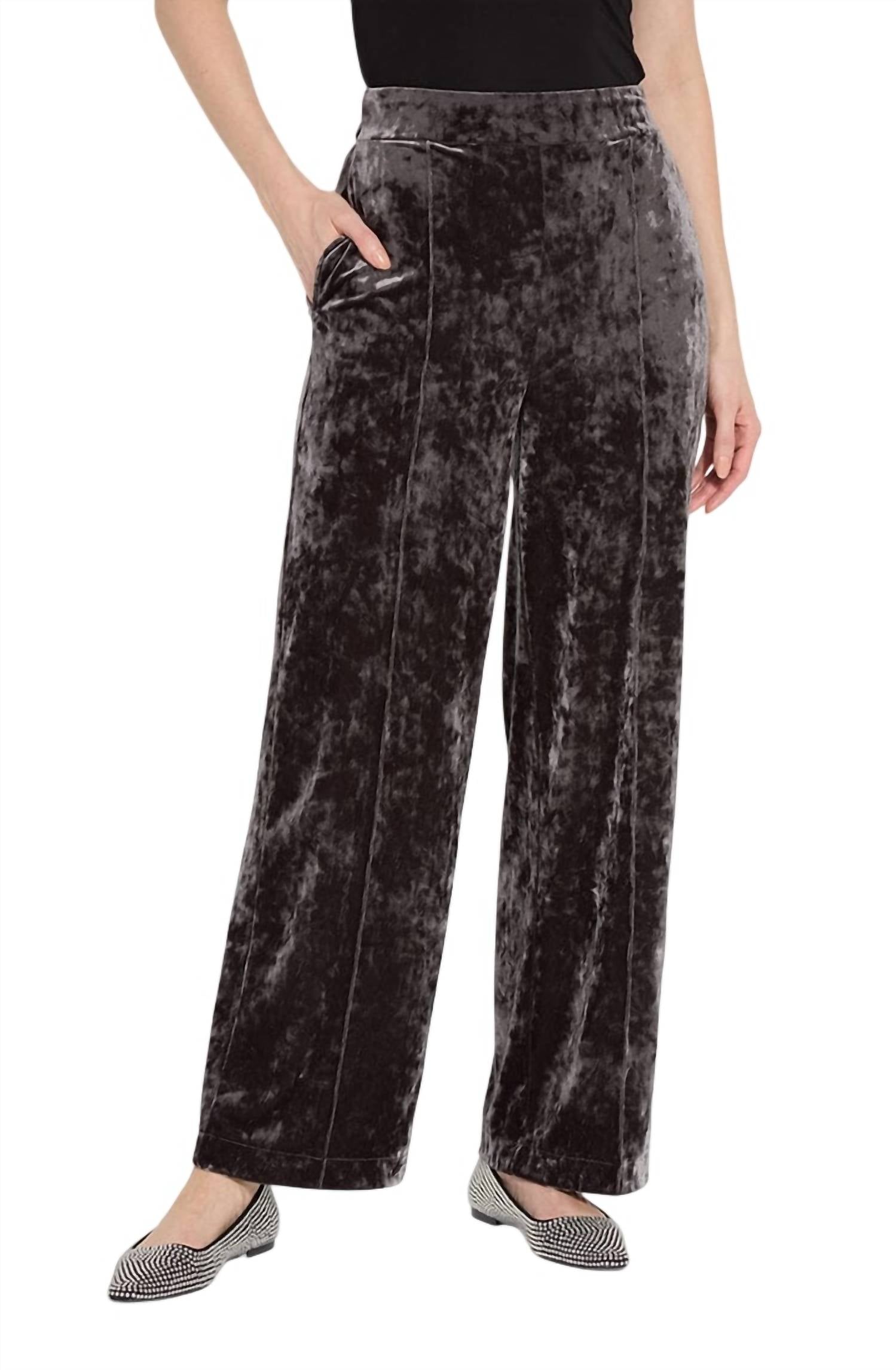 

Брюки из бархатного костюма Shay Crushed Velvet в сером пепле Lysse, цвет gray ash