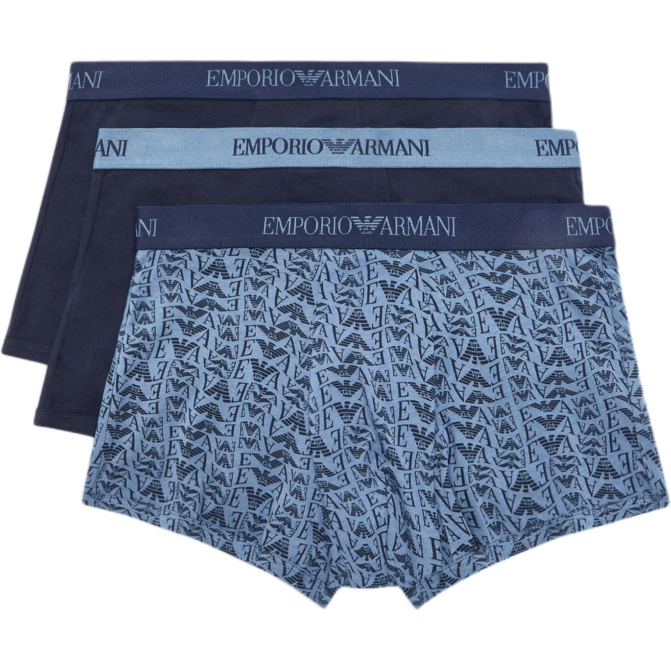 

Тройная упаковка хлопковых боксеров EMPORIO ARMANI, синий