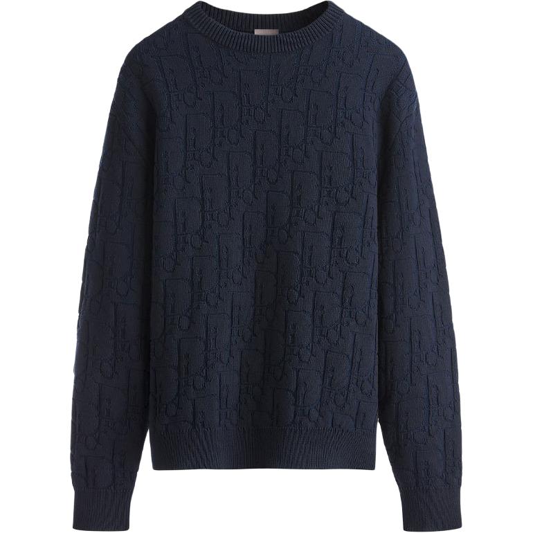 

DIOR Трикотажный свитер мужской Marine Blue с круглым вырезом Moderate