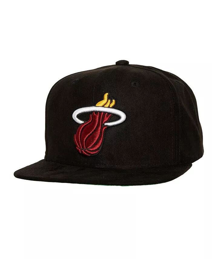 

Мужская черная кепка-кнопка Miami Heat Sweet Suede Mitchell & Ness