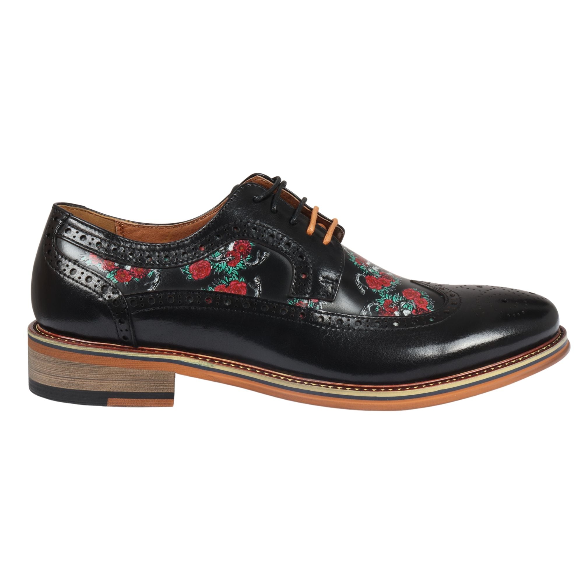 

Туфли-оксфорды Ross Floral Skull Print Leather Brogue на шнуровке для торжественного платья Justin Reess, черный