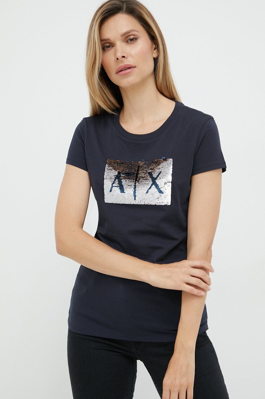 

Хлопковая футболка Armani Exchange, темно-синий