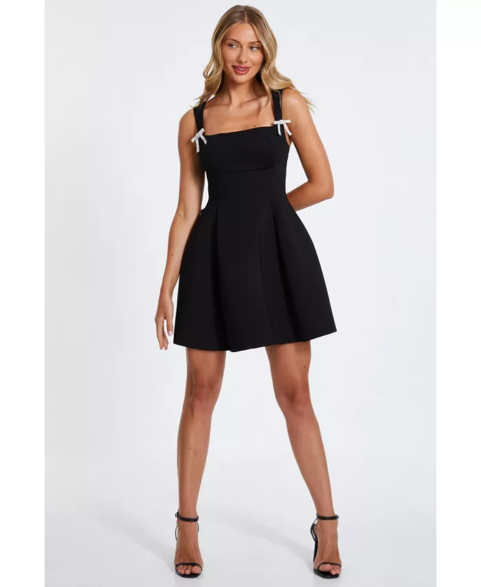 

Женское мини-платье Scuba Foam с бантом из страз QUIZ, синий