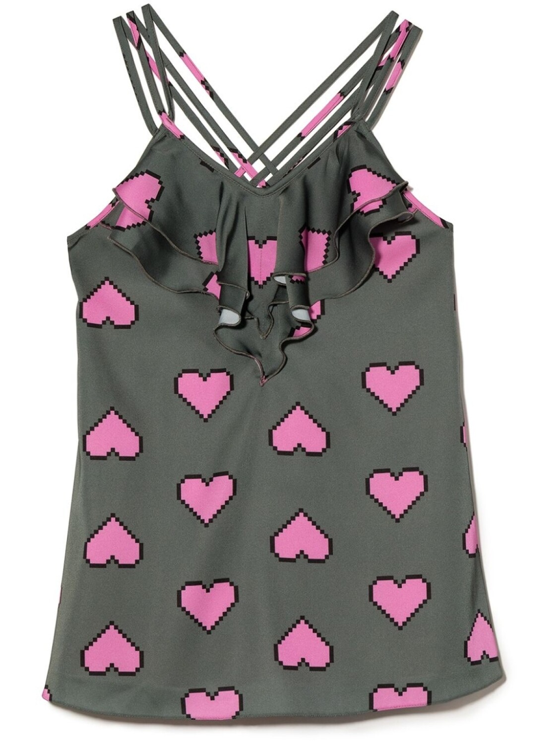

Natasha Zinko Kids платье мини Pixel Heart с оборками, зеленый
