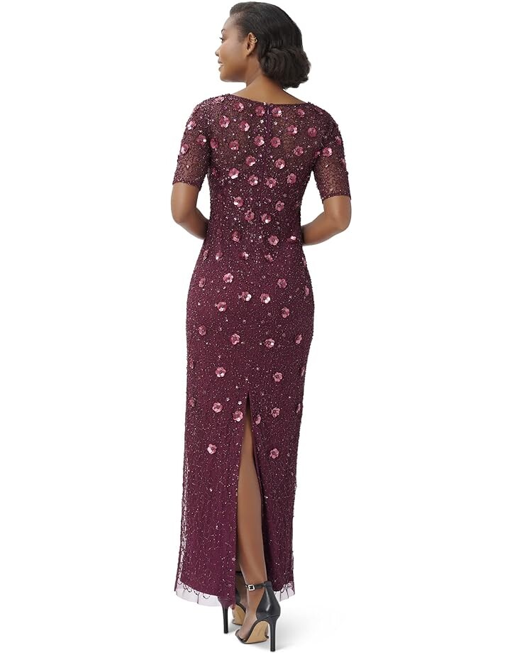 

Платье Adrianna Papell Long Beaded T-Shirt Dress, цвет Cassis
