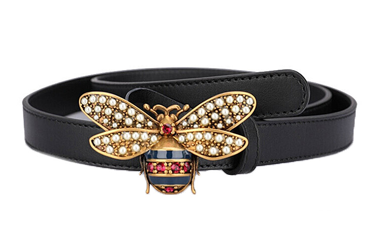 

Ремень кожаный Gucci Gg Detail женский, черный