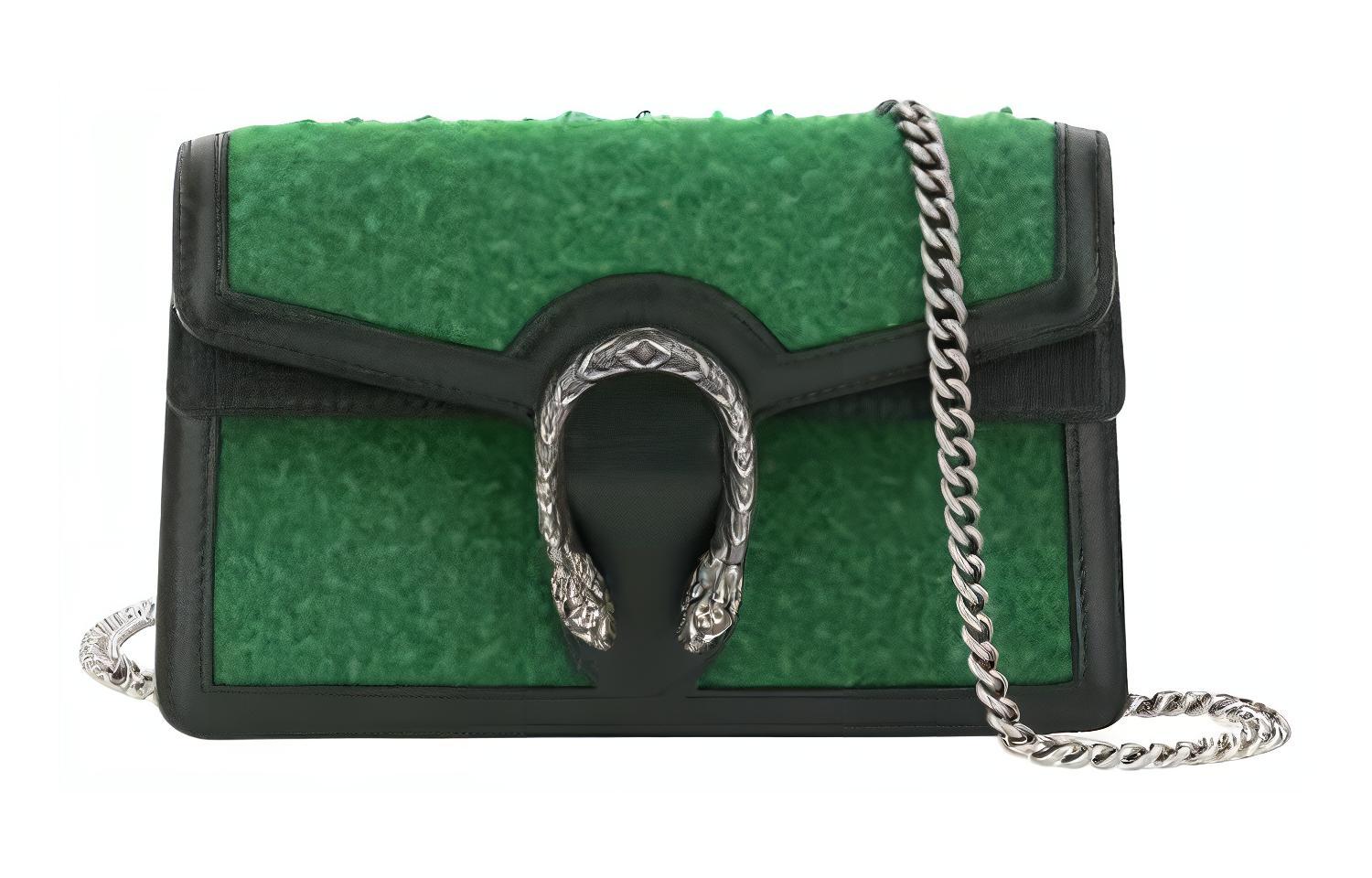 

Сумка через плечо с кожаной вставкой на плече, женская зеленая GUCCI