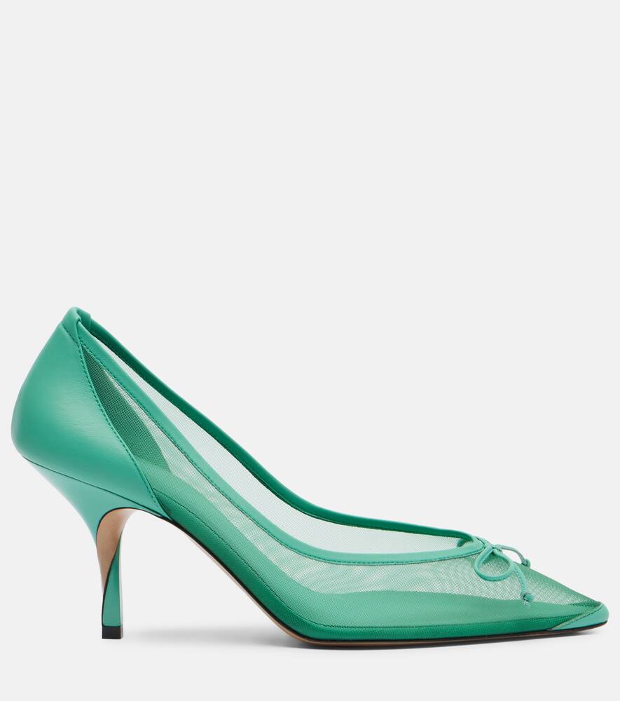 Туфли-лодочки Tourni 80 с кожаной отделкой и сетчатыми вставками Jacquemus, Dark Mint — фото 4