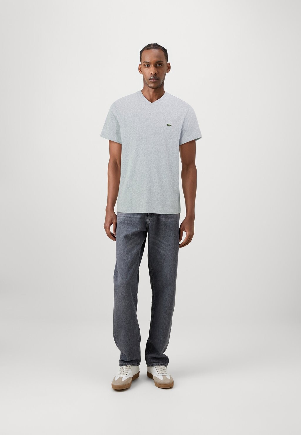Футболка Lacoste V-образный вырез, светло-серый — фото 4