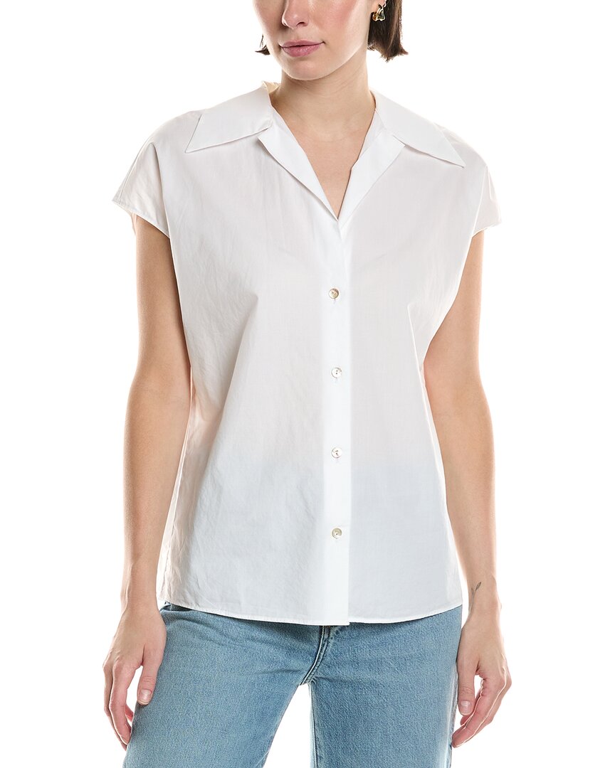 

Блузка с воротником-стойкой и рукавами-крылышками Vince, белый