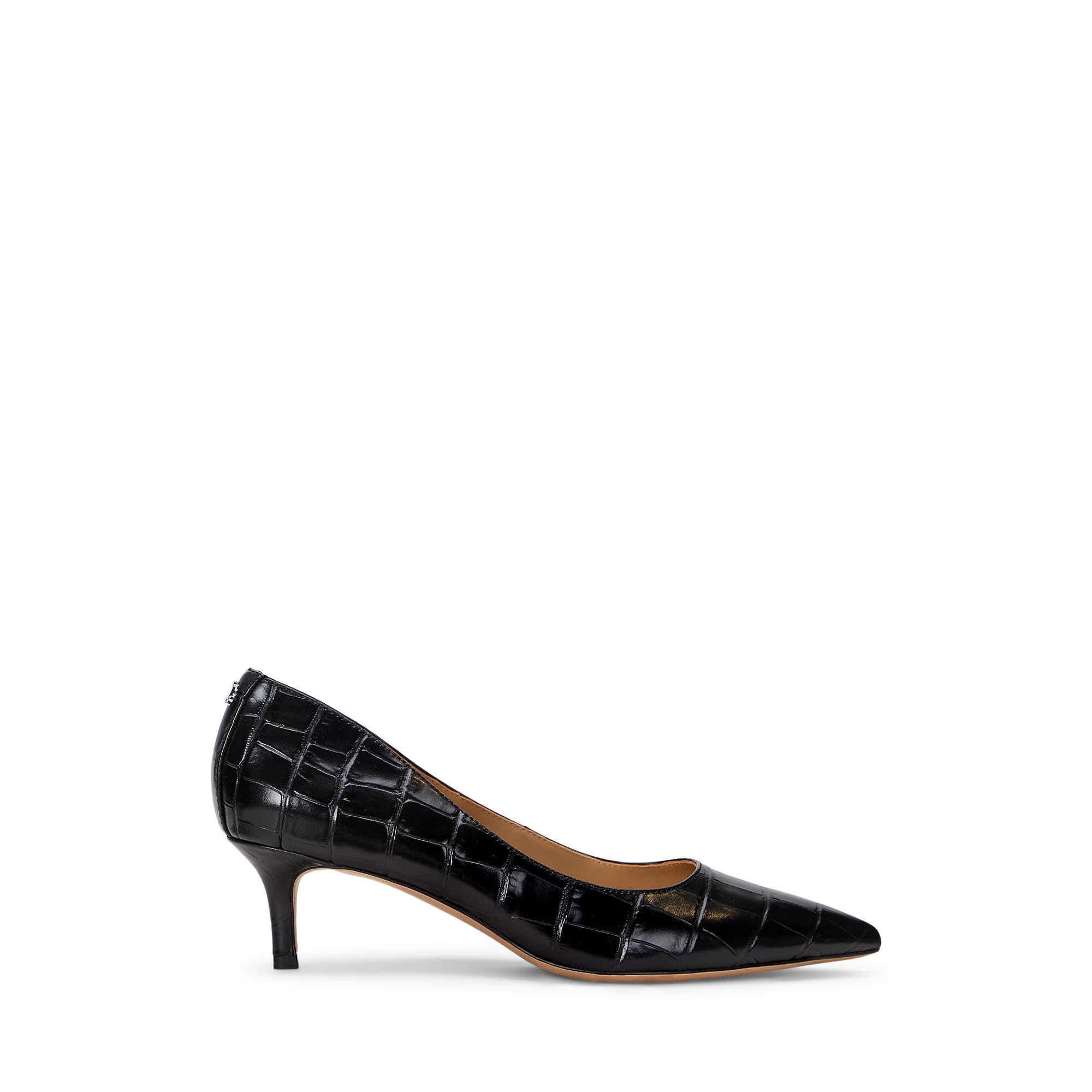 Туфли Lauren Ralph Lauren Adrienne Crocodile-Embossed Leather Pumps, черный — фото 4