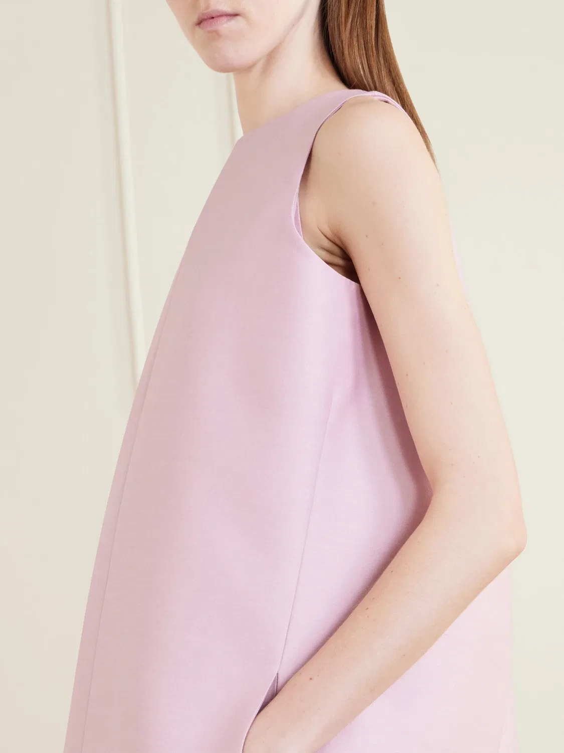 Мини-платье из шерсти и шелкового кади Balenciaga, розовый — фото 4