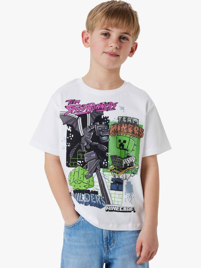 

Детская хлопковая футболка с коротким рукавом Minecraft NAME IT, Bright White
