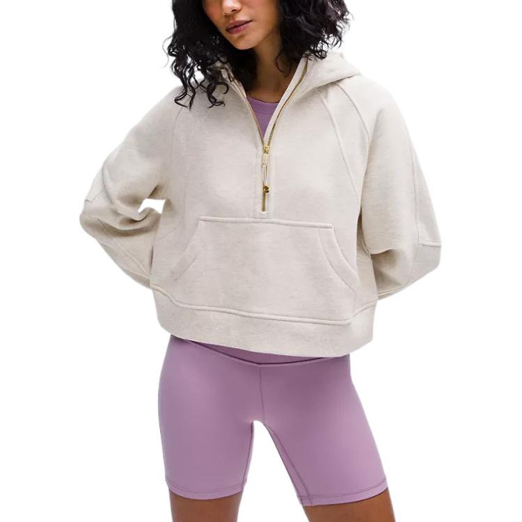 

Свободная худи с полумолнией из серии Scuba для женщин Lululemon, Mixed Color Bone белый/золотой/HDBO/золотой