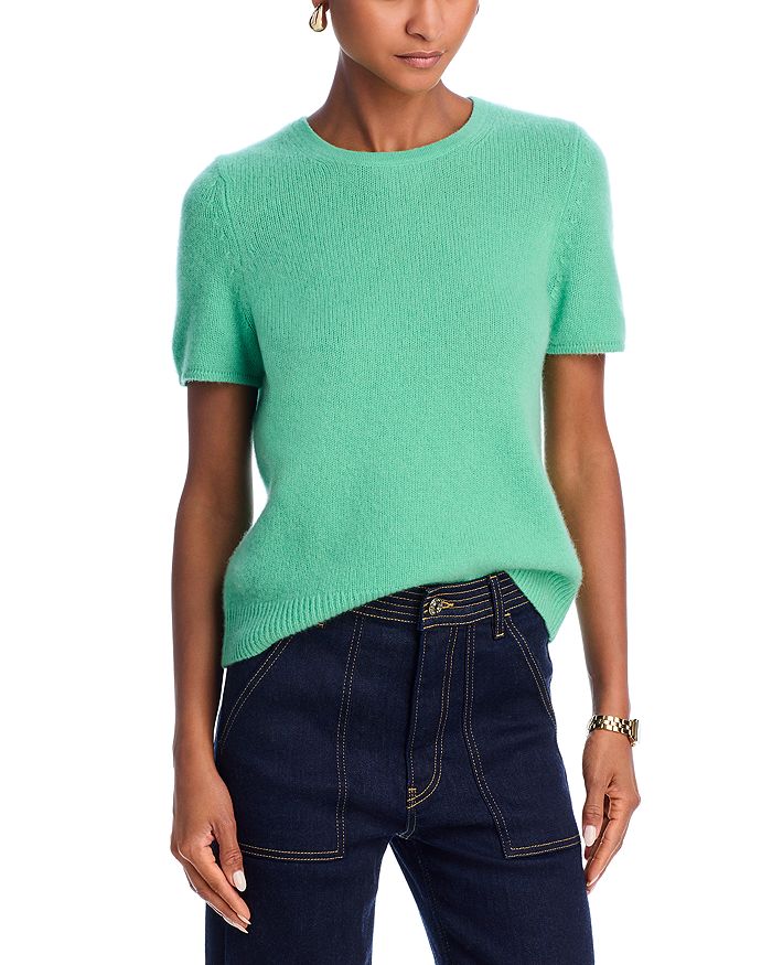 

Короткий рукав, кашемировая блуза - эксклюзив C by Bloomingdale's Cashmere, зеленый