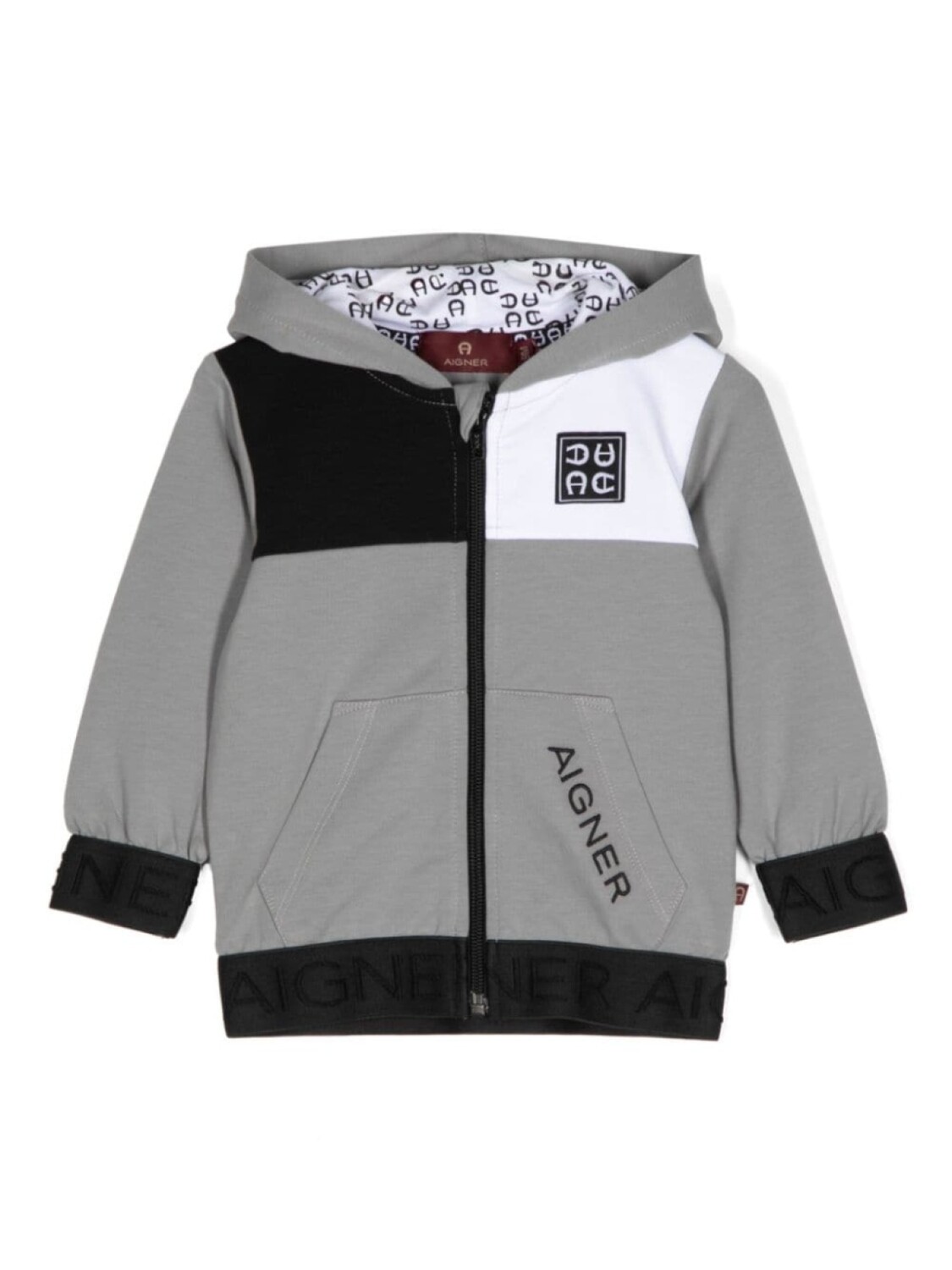 

Aigner Kids куртка с капюшоном и вышитым логотипом, серый