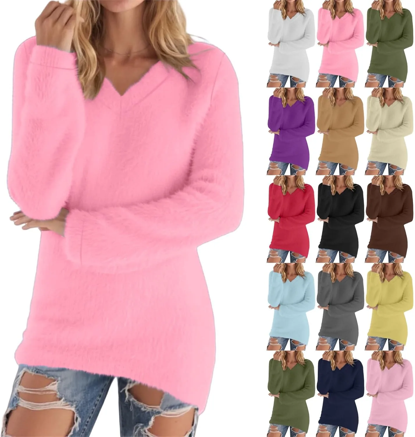 

Женская толстовка Sherpa Fleece с капюшоном — удлиненная туника с V-образным вырезом GOHRSHA