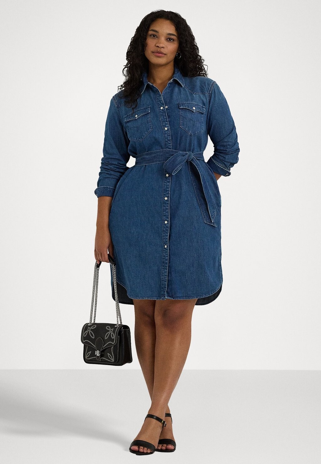 

Джинсовое платье BELTED DENIM SHIRTDRESS Ralph Lauren, синий деним