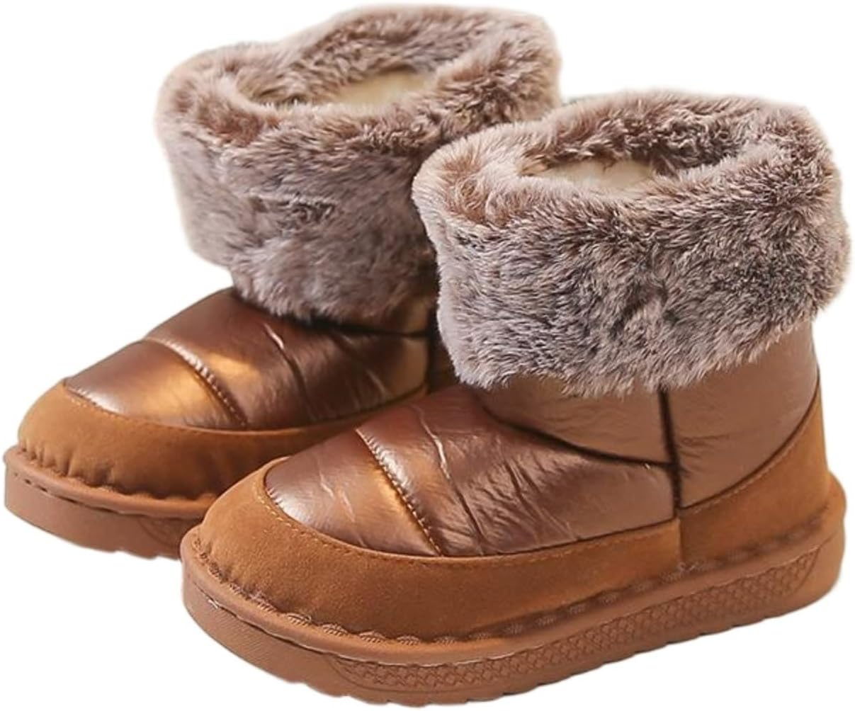 

Детские милые зимние ботинки для девочек с пушистой подкладкой, теплые толстые короткие ботильоны для активного отдыха на улице Generic, Brown