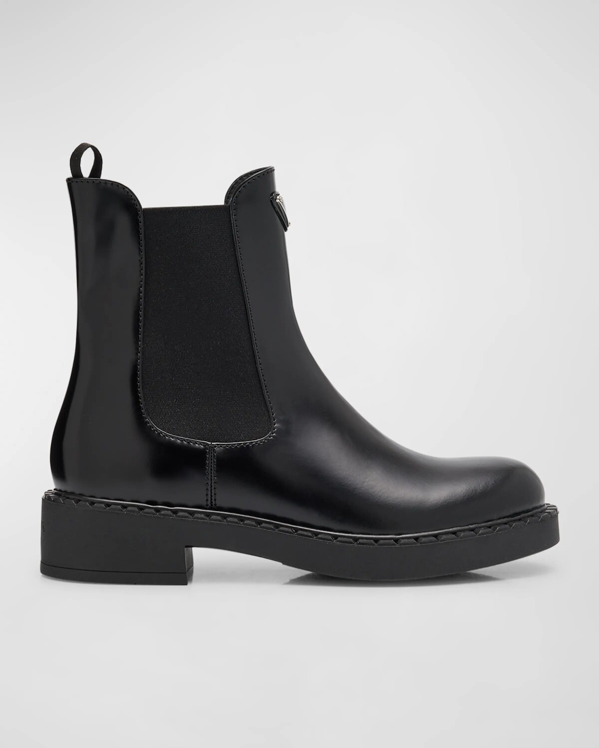Ботильоны «Челси» из телячьей кожи шоколадного цвета Prada, цвет Nero