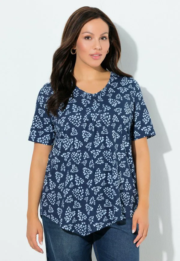 

Футболка с принтом в виде сердечек в горошек и заостренным краем Ulla Popken, Ink Blue, Синий, Футболка с принтом в виде сердечек в горошек и заостренным краем Ulla Popken, Ink Blue