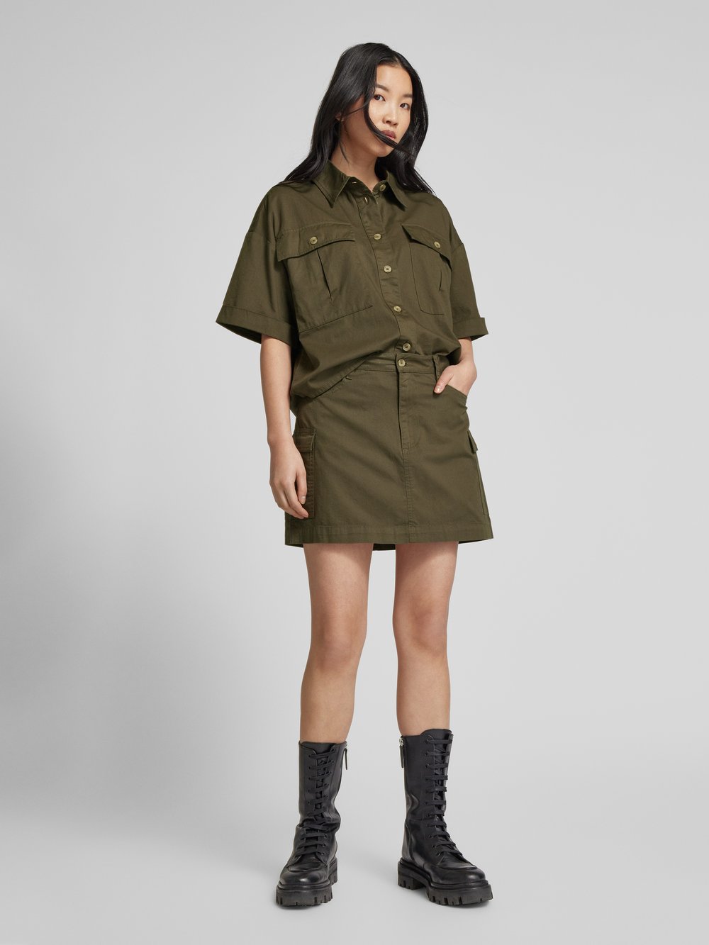 

Мини-юбка А-силуэта Jake*s Casual, оливковый
