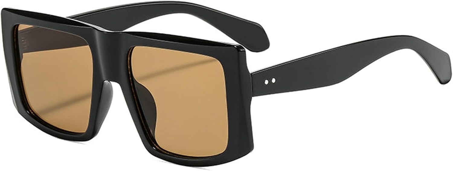 

Willochra Модные солнцезащитные очки-пилот для женщин, плоская верхняя часть, заклепки, дизайнерские стильные квадратные солнцезащитные очки-щиток, винтажные очки с защитой от УФ-излучения UV400, C3