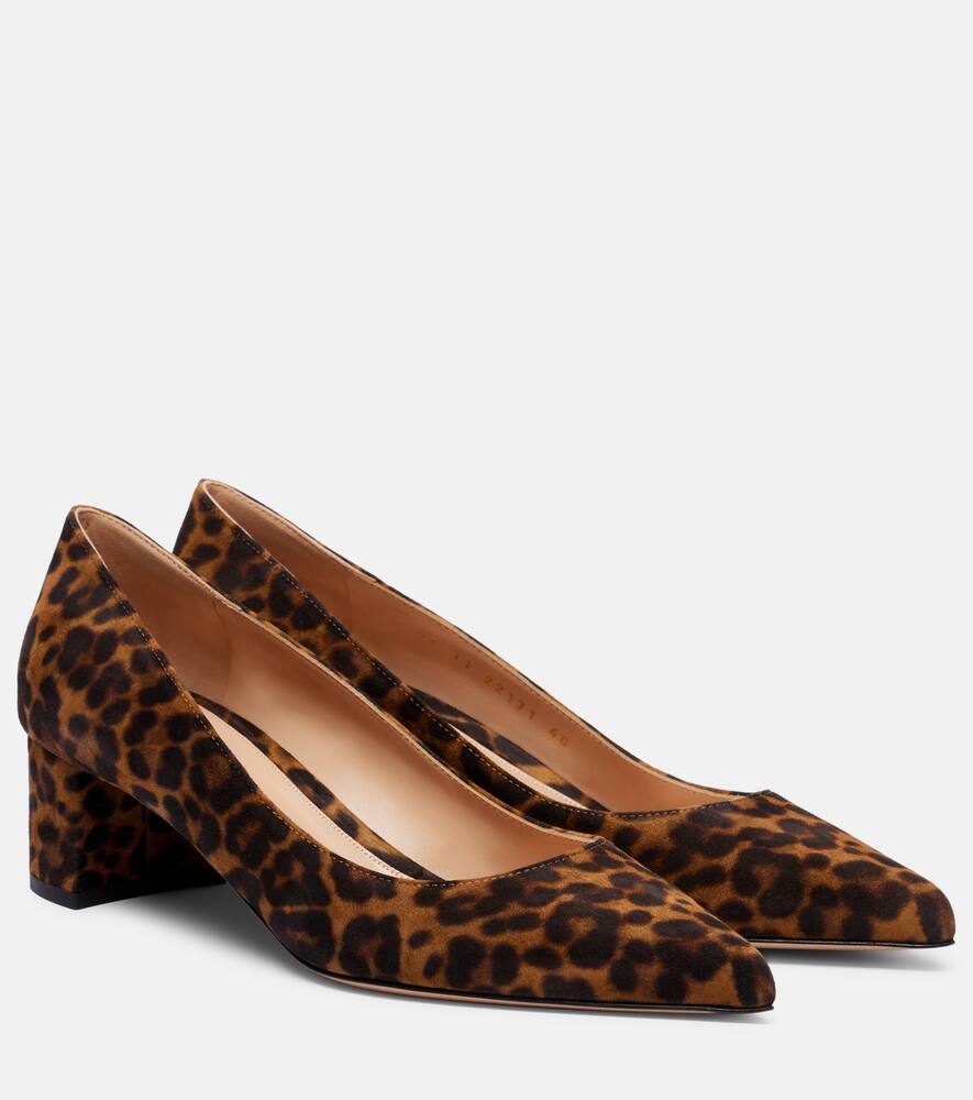 Туфли-лодочки Piper 45 из замши с леопардовым принтом Gianvito Rossi, Almond Leopard Print