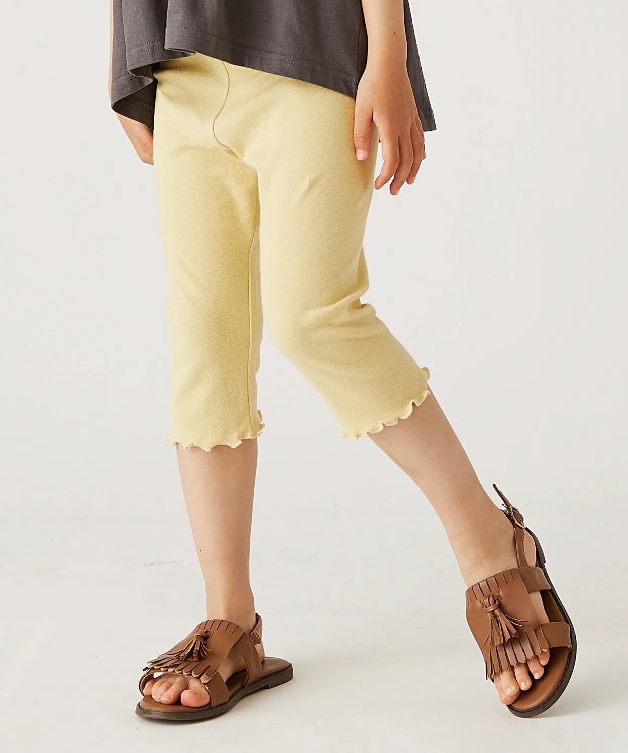 Леггинсы 6/8 длины с рюшами ever closet хлопковые желтые