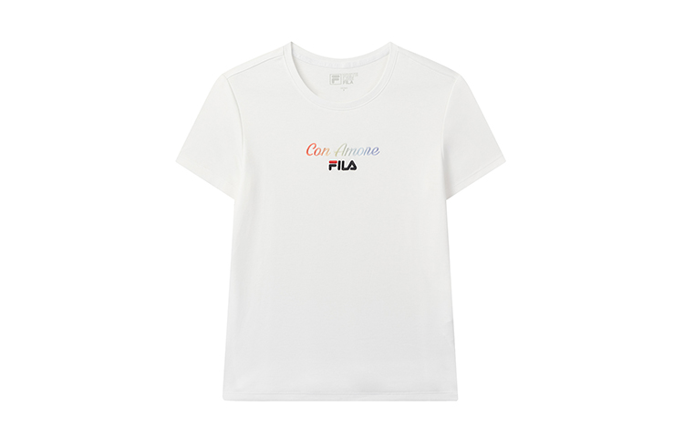 

Fila Женская белая футболка с круглым вырезом, умеренно прямой крой