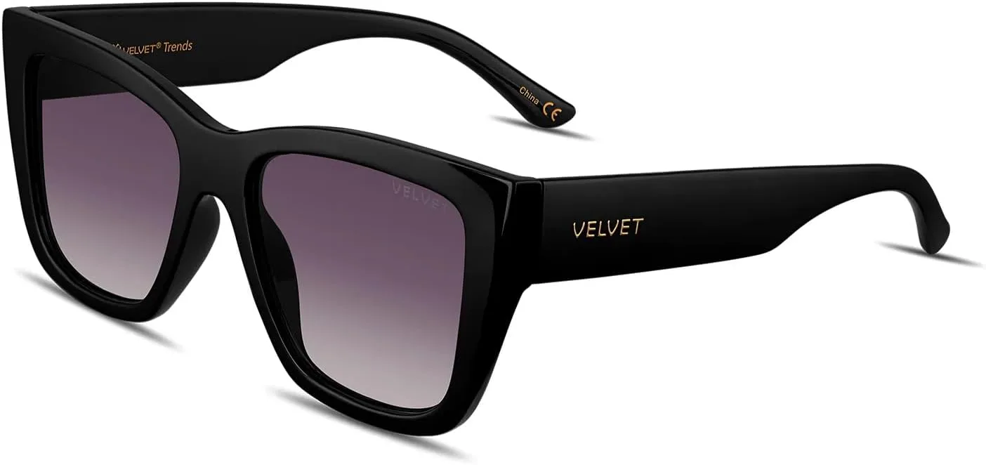 

Солнцезащитные очки Velvet Eyewear для женщин, модель Marsha, черный цвет - 100% защита от УФ-излучения - разработаны для женщин - произведено в США, V765BK05, Black